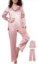 Women's Silk Satin Pajamas PJS Set Pyjama Sleepwear Long Sleeve Size M,XL,XXL