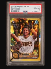2022 Bowman Sapphire CJ Abrams Yellow Refractor Variation Rookie #d /50 PSA 10