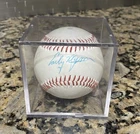 EARLY WYNN HOF Autographed/Signed Baseball w/ Case 1959 Cy Young 300 Wins BOLD!