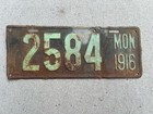 1916 Montana License Plate 2584 Vintage Number Tag - All Original — photo 1