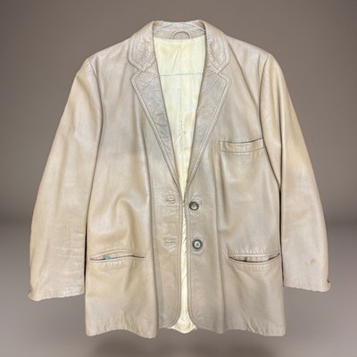 Vintage Italian Tan Leather Blazer Jacket Men's Size 50 L Leather Creations