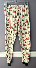 Burt's Bees Baby Christmas Pajama Pants Women L Large CHRISTMAS VILLAGE print