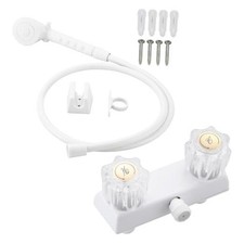RV Shower Faucet with Hose and Head, RV Outdoor Shower White Shower Faucet Kit