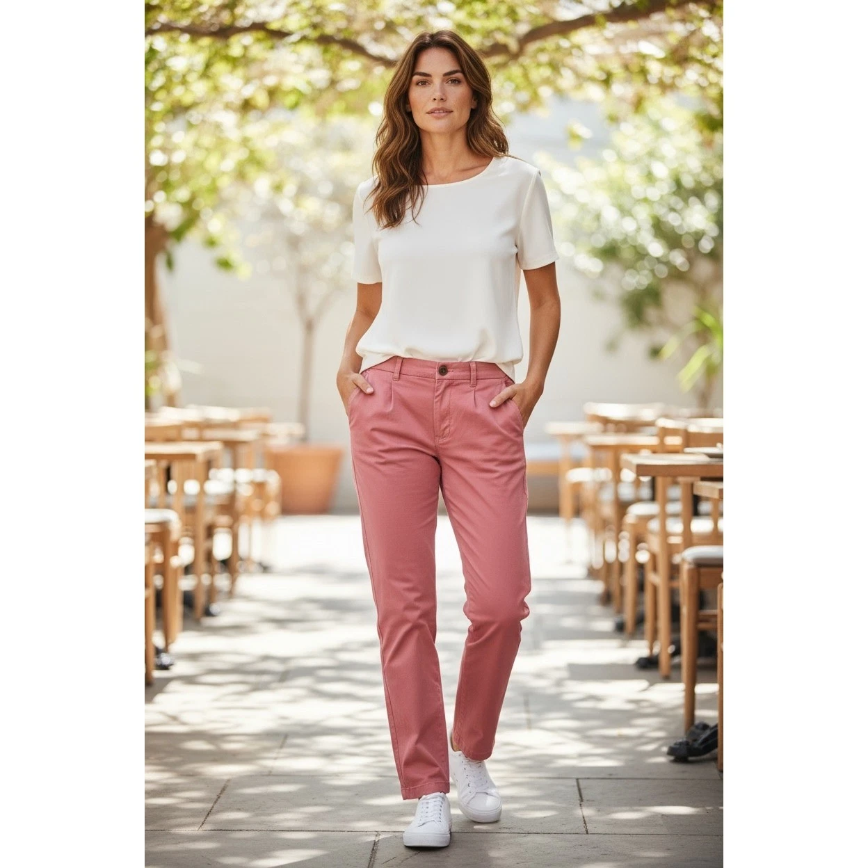 Brooks Brothers Women's Pink Cotton Chino Pleated Casual Pants Size 38/32