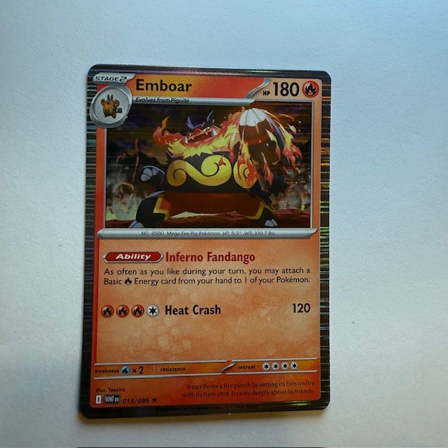 Emboar Rare SV: White Flare 013/086 NM reverse holo