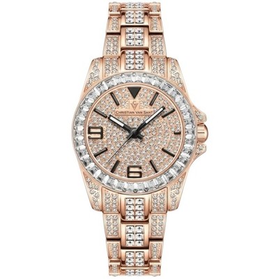 Christian Van Sant Women's Watch Majestic Rose Gold Tone Bracelet Crystal CV9211