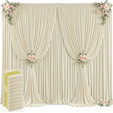 50ft x 12ft Beige Backdrop Curtains 50FTx12FT W5'xH12', 10 Panels ,