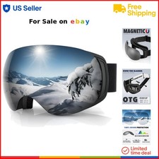 OTG Ski Goggles Polycarbonate Large Interchangeable Lens Anti-Fog UV Snowboar...