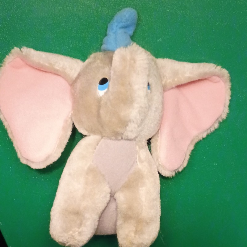 Disney Dumbo Gray Elephant Plush Stuffed Animal w/ Blue Hat 1985 Vintage Small