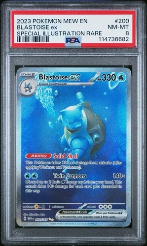 Pokemon Blastoise ex 151 MEW EN Special Illustration Rare #200 PSA 8