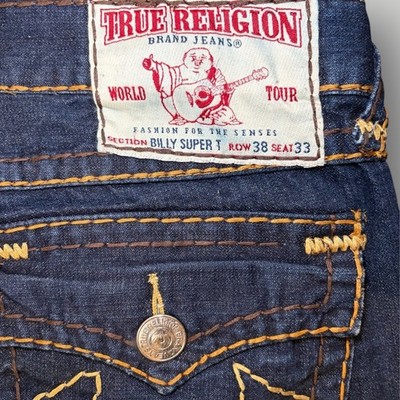 True Religion Patent Pending Y2K Billy Super T Jeans Size 38 x 33