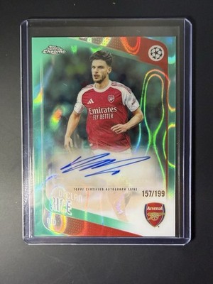 2025-26 Topps Chrome UEFA UCC Declan Rice Auto Aqua Lava Refractor #/199 Arsenal