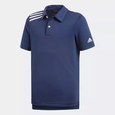 Image of adidas Golf Junior Boys Polo Shirt, Navy 3 Stripe or Blue Colourblock, NEW