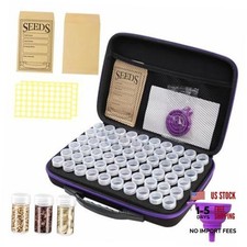 Seed Storage Organizer with 60 Bottles  Envelopes for Garden 60 Slots Purple