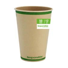 Responsible Products Certified Compostable 12 oz Paper Cups, Cold ＆ Hot Coffe...