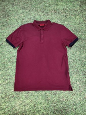 Hugo Boss Polo Shirt Mens SZ L Burgundy Short Sleeve Casual Preppy Red Label