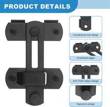 1 Pack 4 Inch Flip Latch Gate Latches, Matte Black Stainless Steel Safety Doo...
