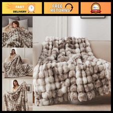 Soft Bubble Faux Fur Throw Blanket 50"x60" - Cozy Tie-Dye Brown Home Decor