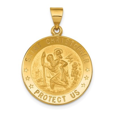 18k Yellow Gold Saint Christopher Medal Shape Pendant L30mm , W22mm