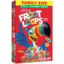 Kellogg's Froot Loops Breakfast Cereal, Good Source of Fiber, 15g Whole Grains,