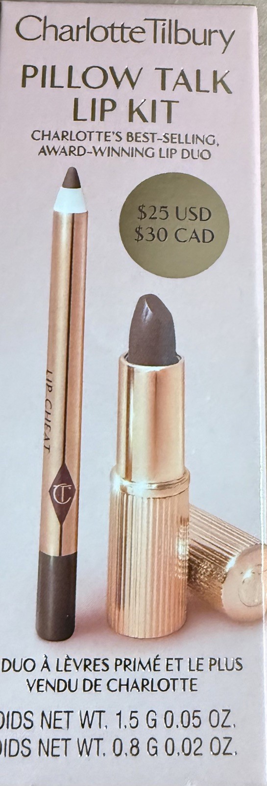 2 PC Charlotte Tilbury Pillow Talk INTENSE Lip Kit MINI DUO Lipstick Liner Boxed