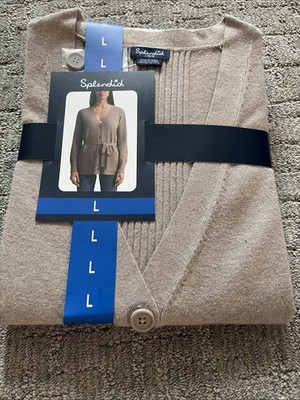 Splendid Women's Belted Button Front Long Sleeve Cardigan, Size-L
