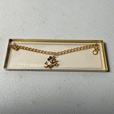 Vintage Disney Mickey Mouse Gold Tone Charm Bracelet Made in USA Contemporary