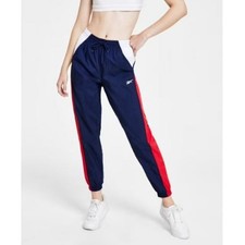 Reebok Women's Vector Woven Track Pants Activewear Navy/Red/White Size Small NWT