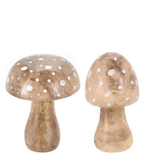 2 Deko Pilze Natur Aufsteller Holz Herbst Weihnachten Adventskranz Tischdeko-image