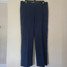 NWT Alfred Dunner Pants Sz 14 Navy Blue Classic Proportioned Short Elastic