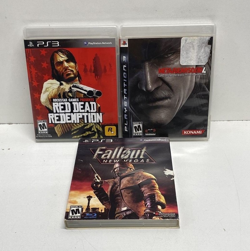 Red Dead Redemption Fallout New Vegas Metal Gear Solid 4 3 PS3 Game Lot CIB