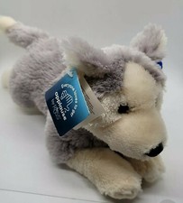 New With Tags Rare Applause Floral Siberian Husky Puppy Dog 13" Plush Blue Eyes