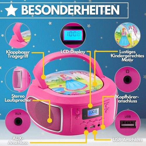 Reproductor de CD MP3 portátil niños radio CD boombox estéreo en 4 colores - Imagen 22 de 26