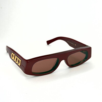 GUCCI GG1771S Burgundy Narrow Angular 1771 GG Logo Runway Fashion