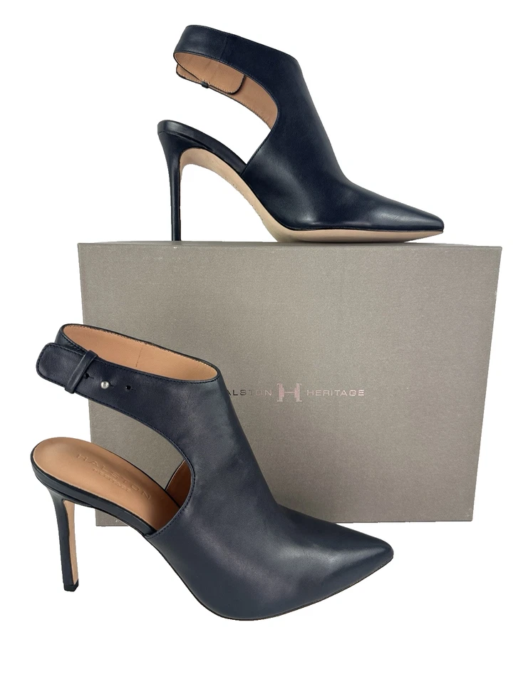 $395 Halston Heritage NIB 8.5 US 38.5 EU Blue Leather Betty Heels Pump Shoes - Image 4 of 4