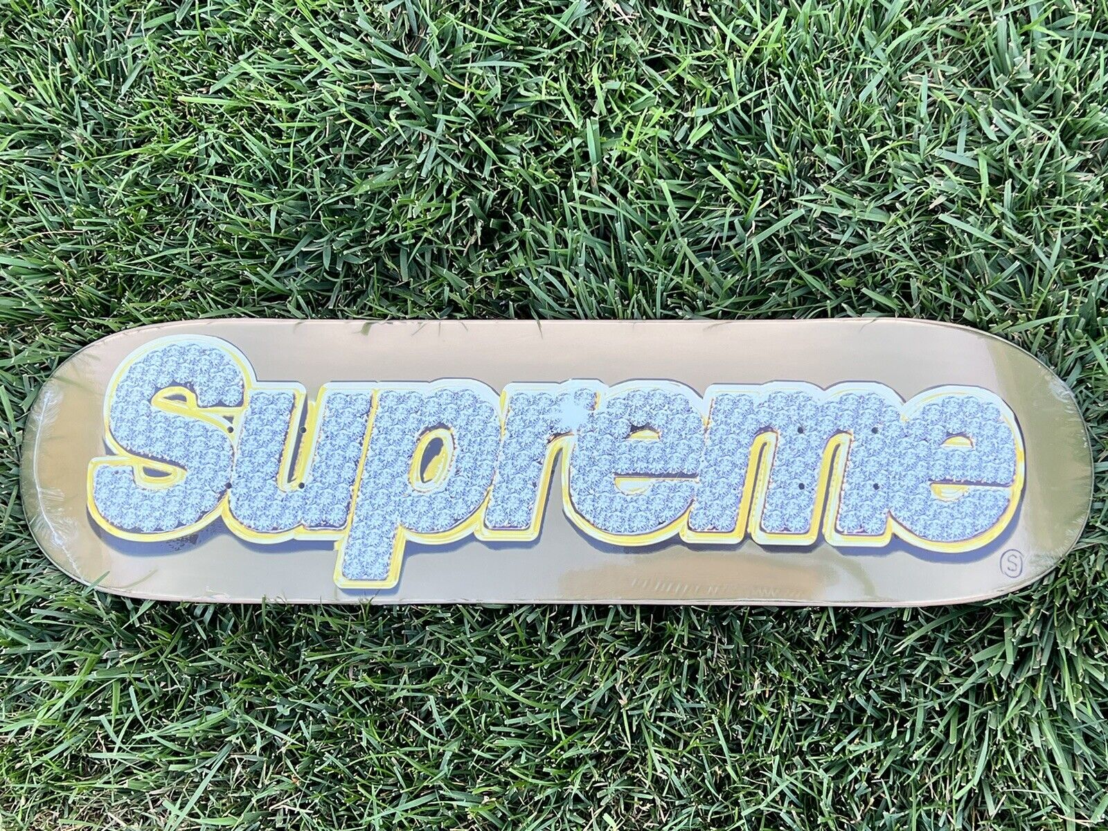 Supreme Bling Box Logo Gold Skate deck Skateboard - SS22 for sale