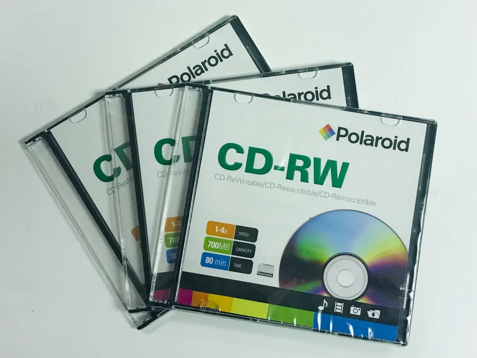 30-Pack, Polaroid CD-RW 700MB 80-Minute 4x Rewritable Media Disc Slim Jewel Case - Image 3 of 4
