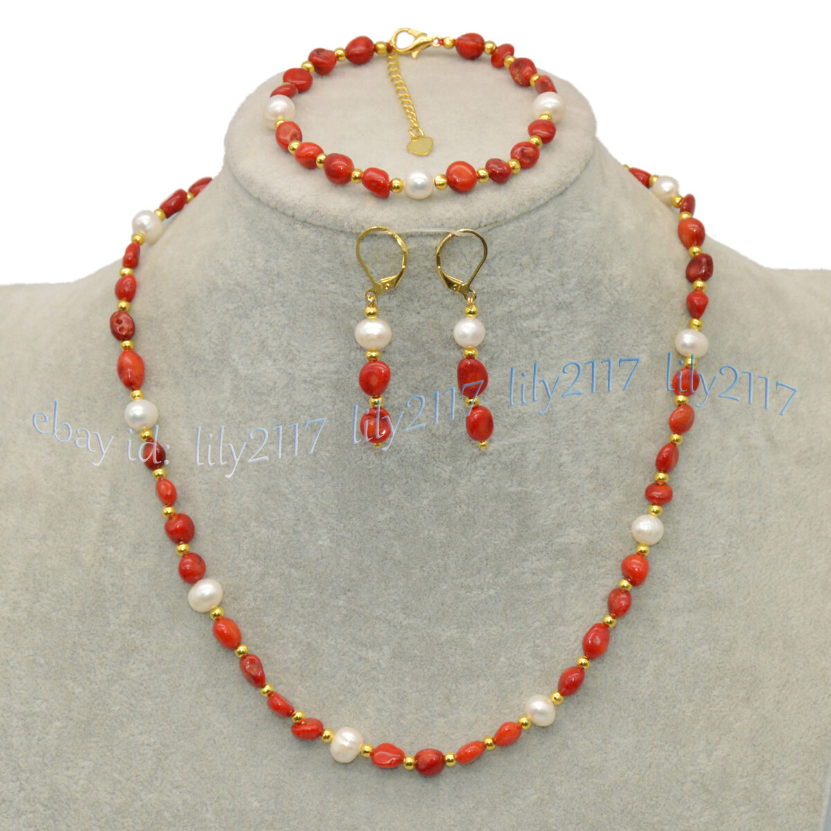 Pearl and Coral Bead Women\'s Hair Clip - White and Red Amazon.com : White Pearl Hair Clips and Barrettes Set  main image 4