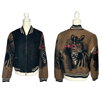Alberto Makali vintage metallic zebra bomber jacket size XL
