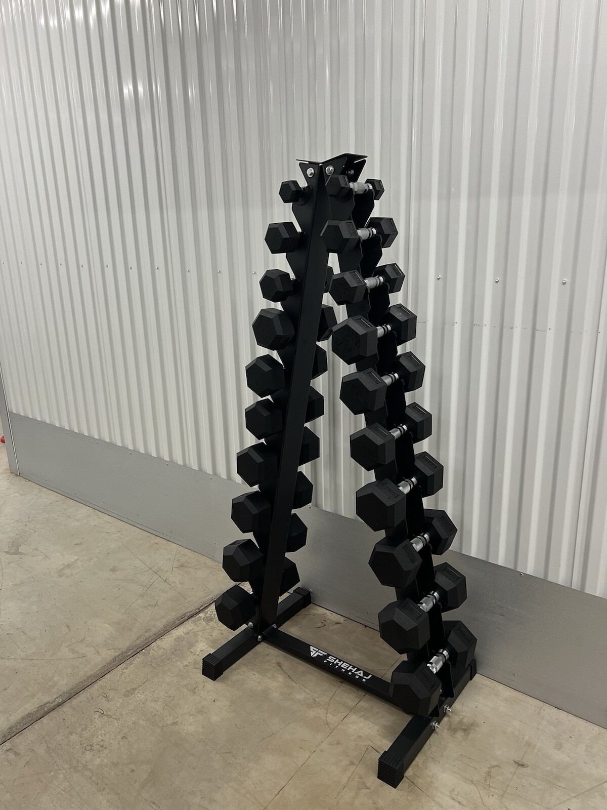 Hex Dumbbell 1- 10kg Set With Vertical  Rack Stand - Free weights- 10 Pairs Set