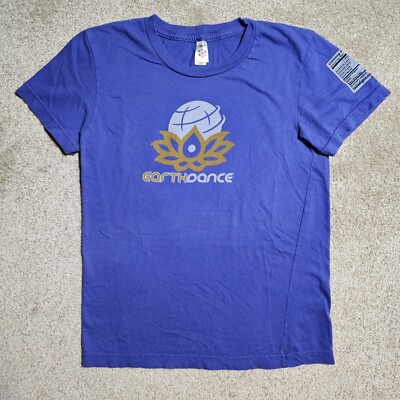 Vintage Y2k EarthDance Lotus Babydoll T-Shirt Mens XS (M) EDM Festival BoHo 2000