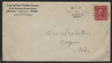 1905 U.S. Edgar, NE RFD Postmark - Lily of the Valley Farms, Edgar, Nebraska