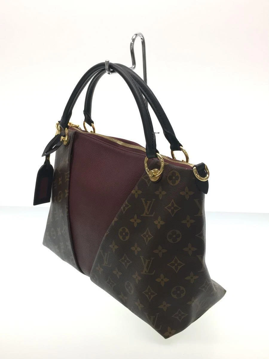 LOUIS VUITTON V MM Monogram Canvas Tote Shoulder Bag Bordeaux