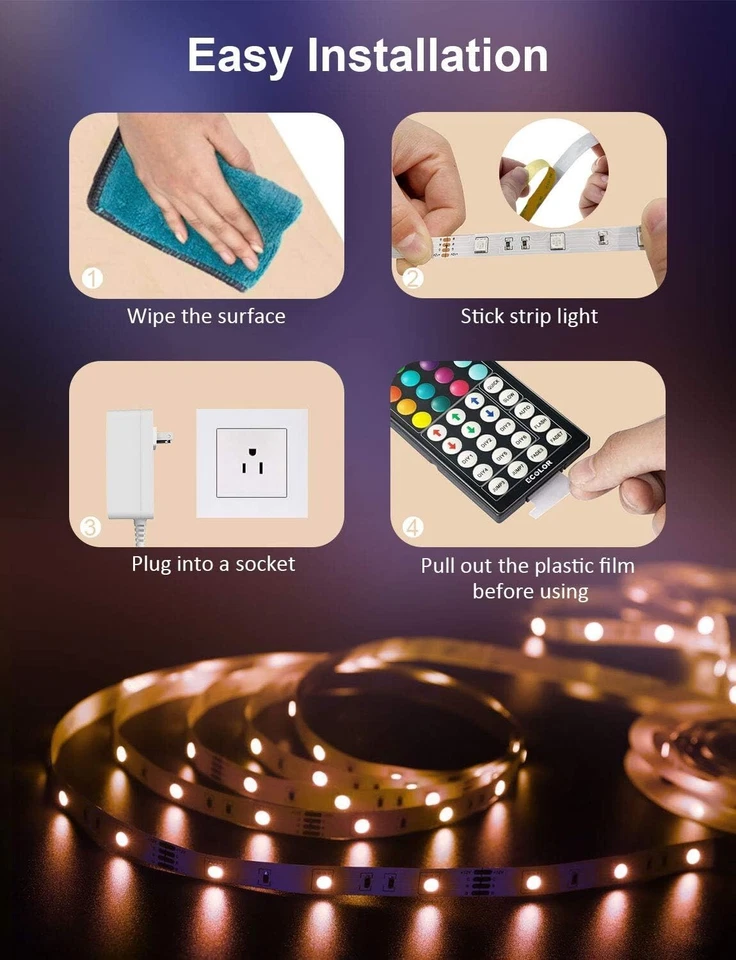 UK PLUG 3-20M LED Strip 5050 RGB Lights Colour Changing Tape Kitchen Lighting - Image 4 of 4