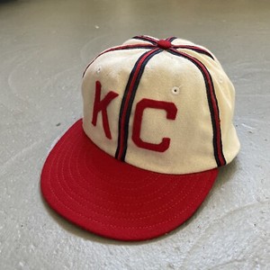 Vintage Cooperstown Kansas City Monarchs Baseball Hat Cap Stripe Wool Leather