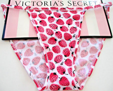 VICTORIA'S SECRET PINK Cotton String Bikini Panty VS Strawberry White S M L XL