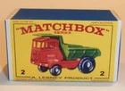 Matchbox Lesney No 2 Muir Hill Dumper Empty Repro E Style Box