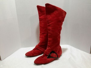 womens red leather knee high boots