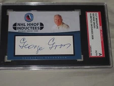 GEORGE GROSS AUTOGRAPHED CUSTOM CUT HOF INDUCTEES CARD-SGC SLAB-ENCAPSULATED-DEC