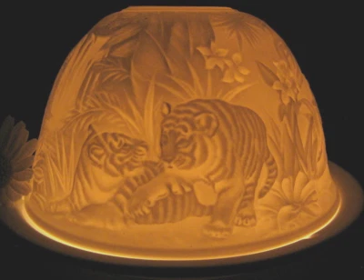 Porzellan Windlicht Starlight Tiger Bedrohte Tiere Dschungel Großkatze Großkatze - Bild 1 von 4